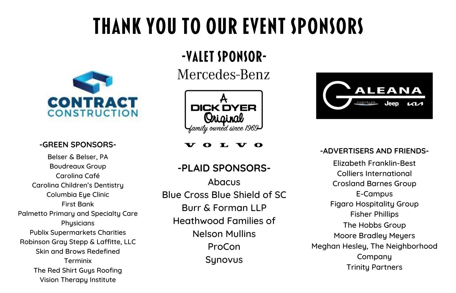 2023 Annual Auction Sponsors