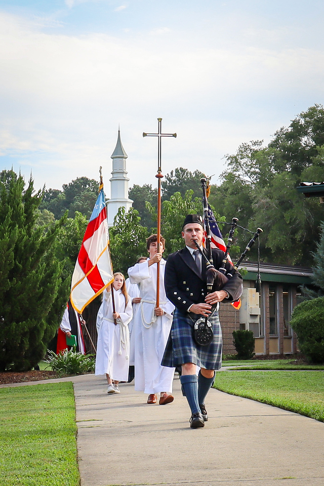 Bagpipe procession